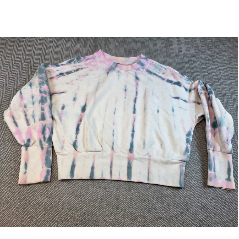 Old Navy Womens Tie Dye Crewneck Sweatshirt Pink Grey White Relaxed Fit Medium